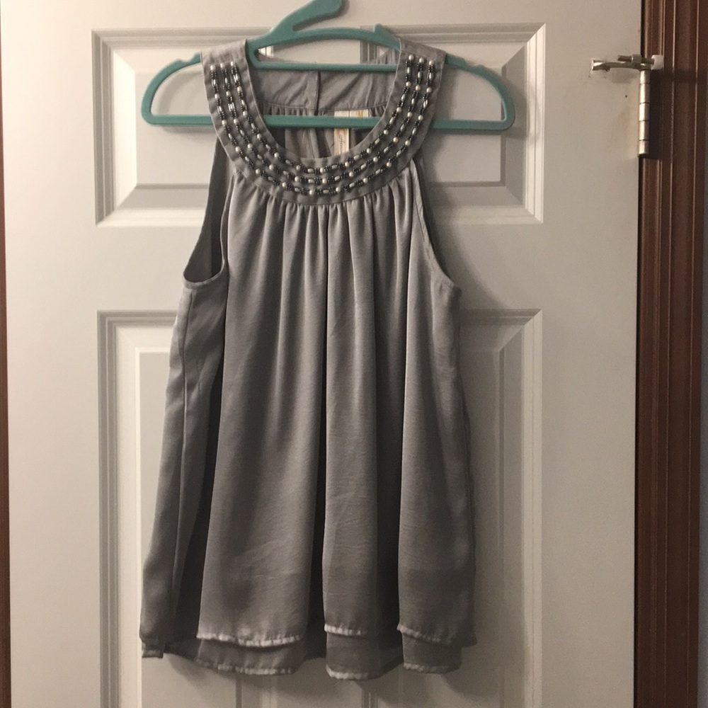 Grey beaded top